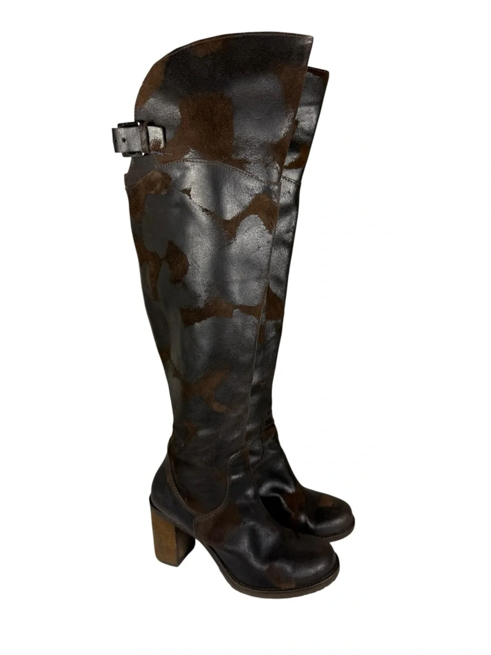 Donald J. Pliner Taria Block Heel Espresso Suede Leather Over the Knee Boots 8.5